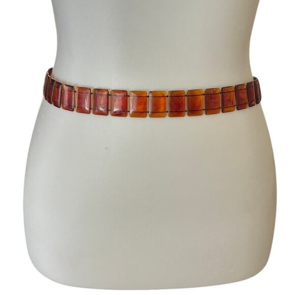 Vintage 70s Lucite Tortoise Chain Belt, Mod and Adjustable